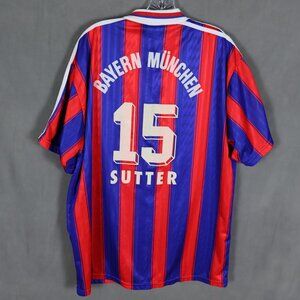 Vintage FC Bayern Munich Adidas Jersey Mens XL Blue 1995-97 Home #15 Sutter